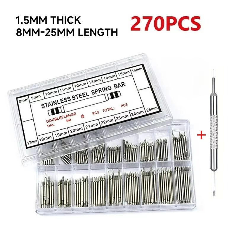 Spring Bar Tool Set - 270 stuks roestvrijstalen veerstangen set diameter