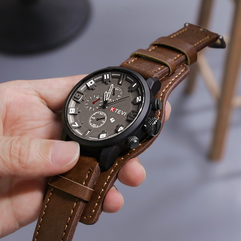 Leather Watch Band Men - Retro herenhorloges Klassiek luxe zakelijk quartzhorloge