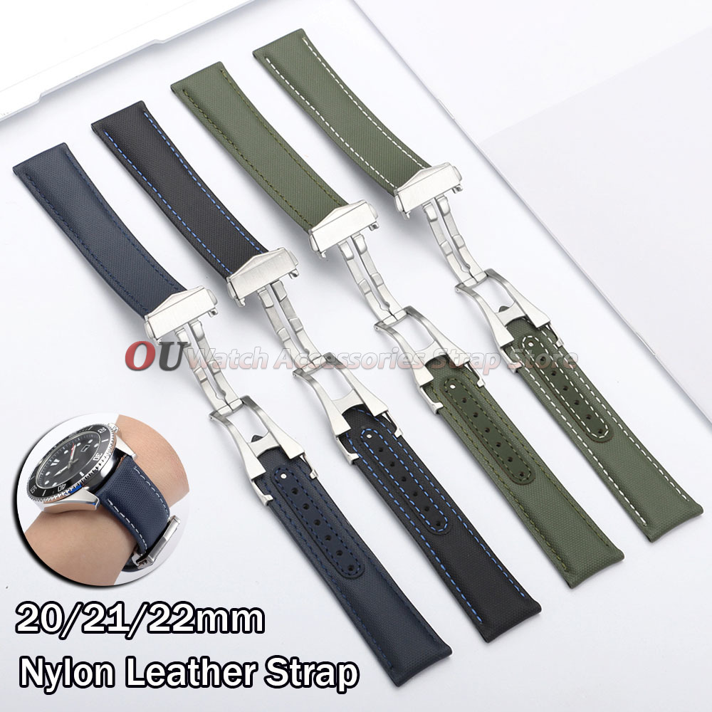 Canvas Strap Watch - Zeildoek Nylon Lederen Horlogeband 20mm 21mm