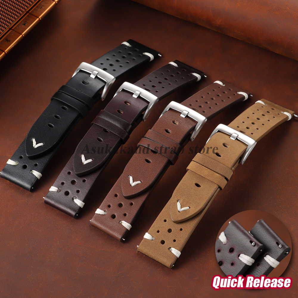 Leather Strap Quick Release - 20mm 22mm Echt Olie-Was Lederen Band