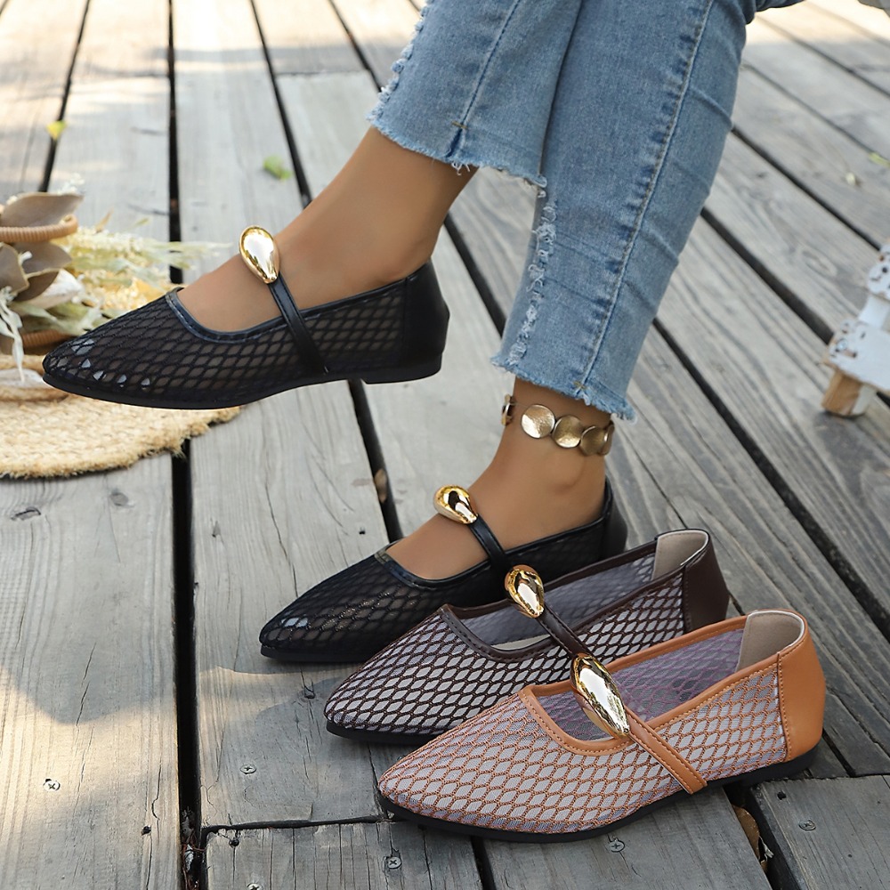 Dames Mesh Mary Jane Flats, Sp - Mesh Strap Metal recensie en prijs