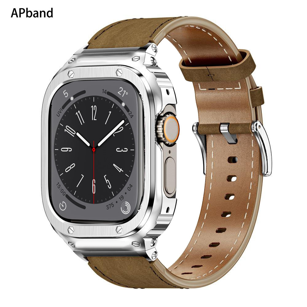 Metalen Hoes + Echt Lederen Ba - Leather Watch Band Men recensie en prijs