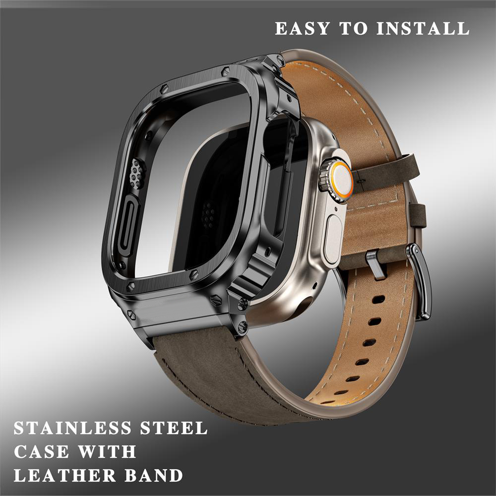 Metalen Hoes + Echt Lederen Ba - Leather Watch Band Men recensie en prijs